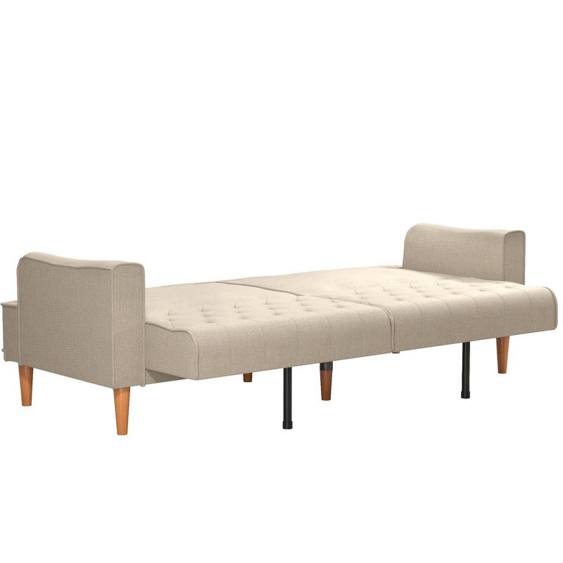 Stella Vintage Convertible Sofa Bed Futon Tan Linen - Mr. Kate