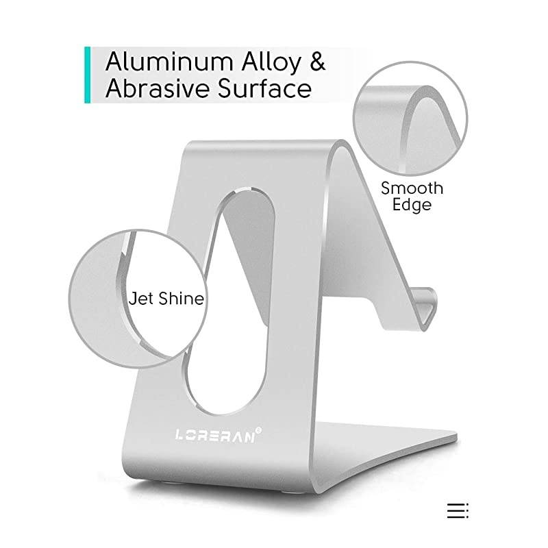 Cell Phone Stand Phone Dock Phone Holder Cradle for Smartphone and Tablet Aluminum Stand Compatible with Samsung iPhone 11 Pro Xs Xs Max Xr X 8 7 6 6s Plus 5 5s 5c Silver