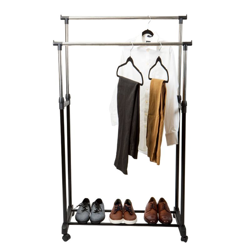 Simplify Double Tier Adjustable Height Rolling Garment Rack