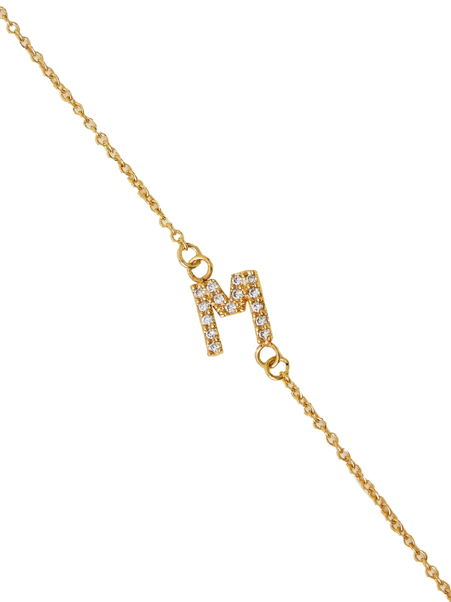 Accessorize London Women's Z Real Gold Plated Cubic Zirconia Initial Bracelet Letter M