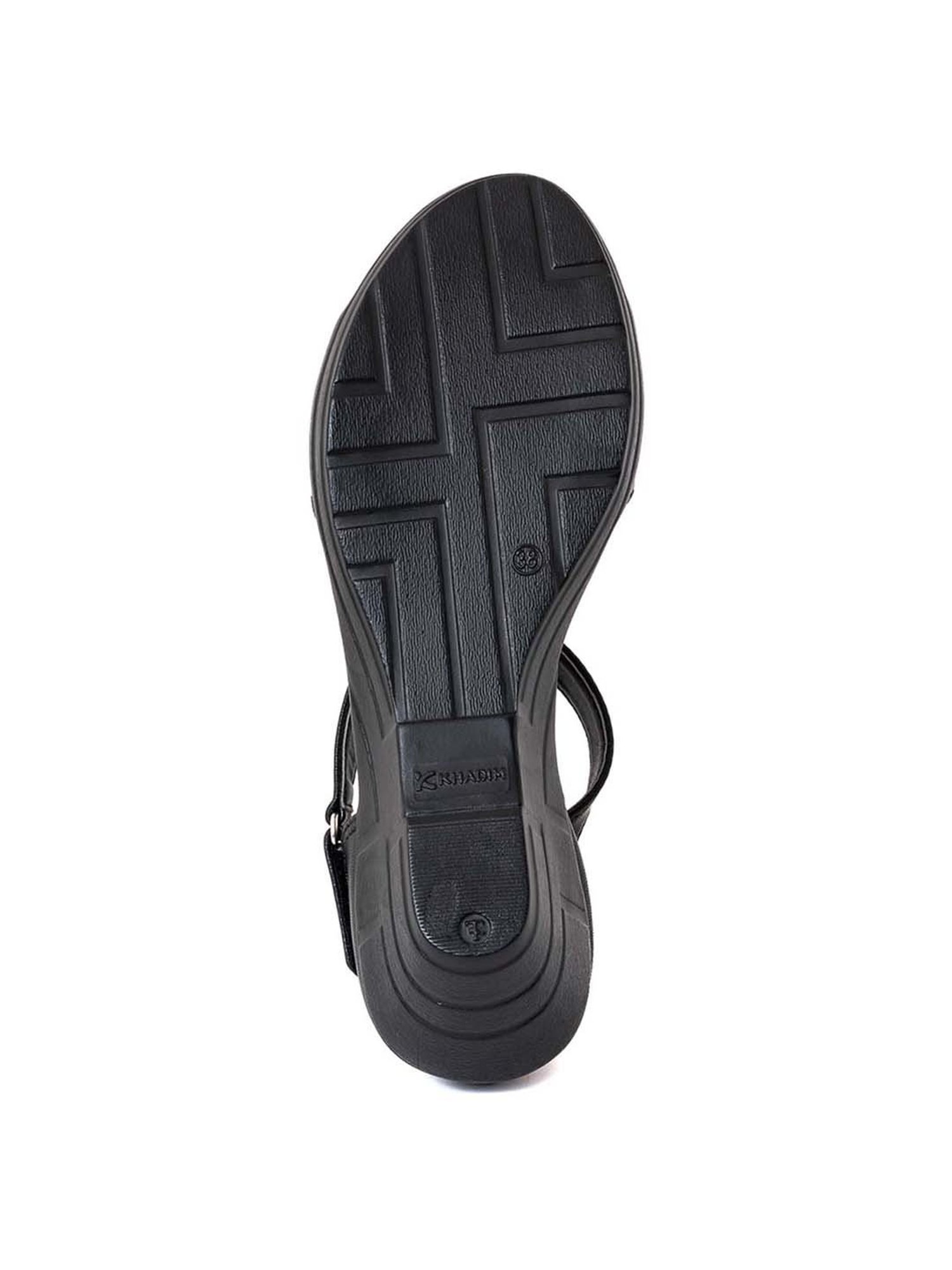 Khadim Women's Black Ankle Strap Wedges