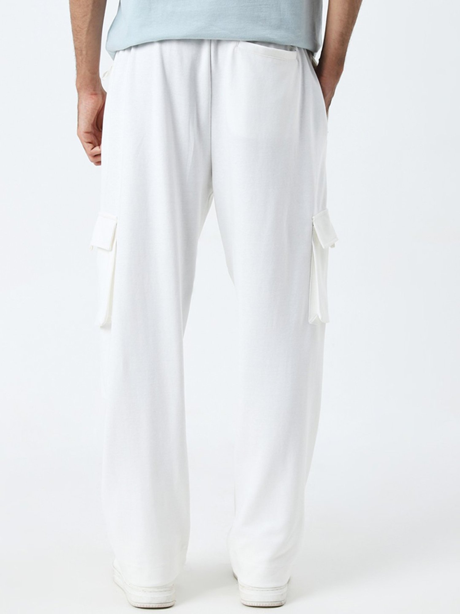 Studiofit by Westside Off-White Relaxed-Fit Mid-Rise Track Pants