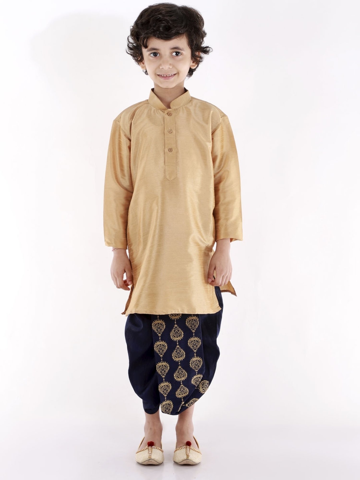VASTRAMAY Kids Navy Embroidered Dhoti