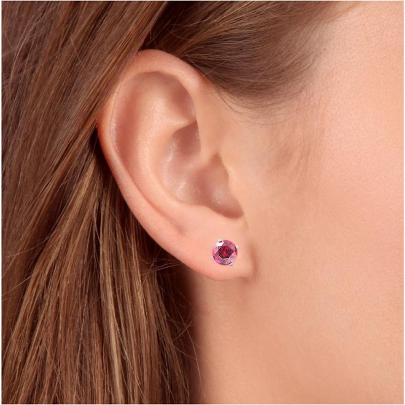 Pompeii3 2ct Ruby Studs 14K White Gold Womens Earrings