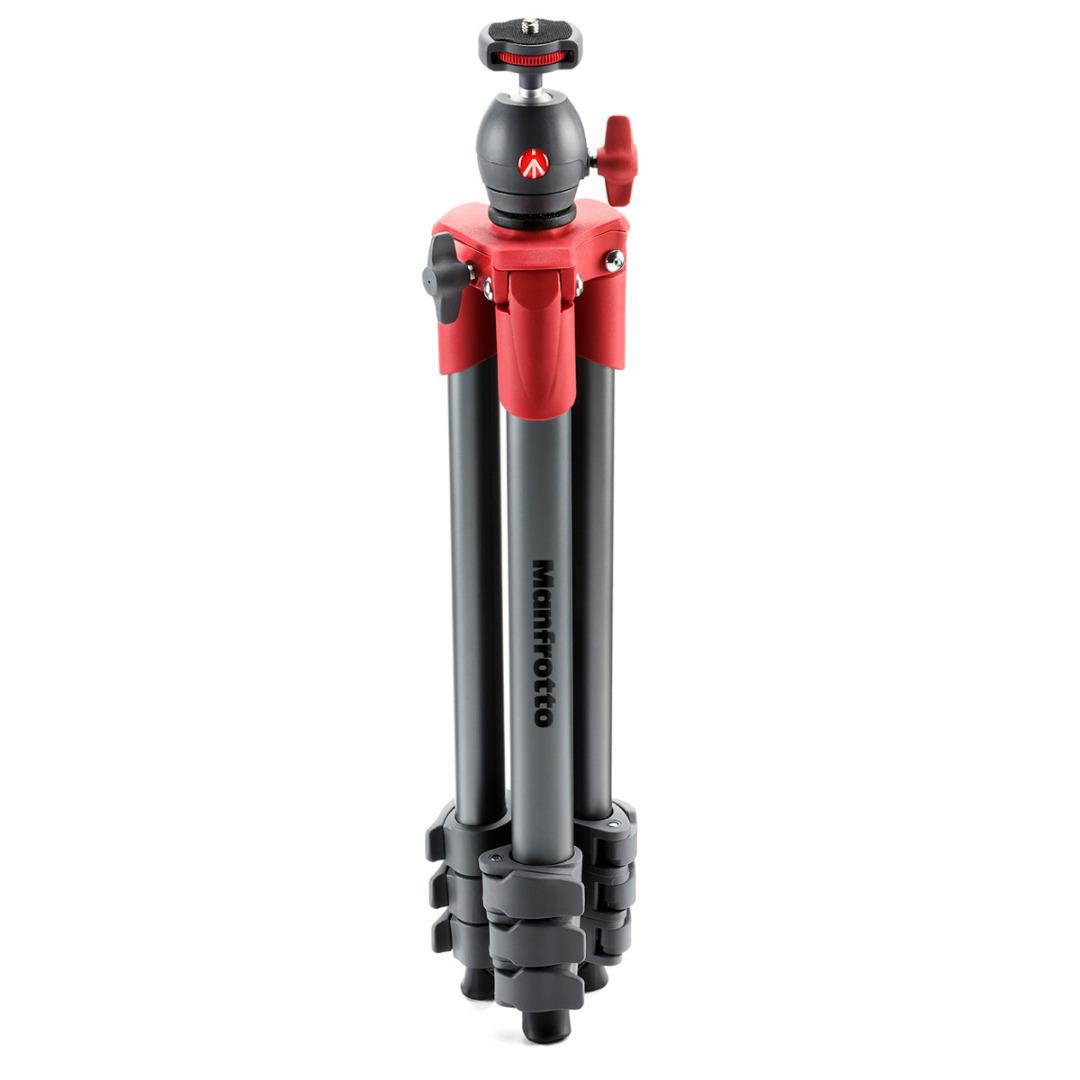 Manfrotto 4-Section Compact Light Aluminum Tripod with Built-in Ballhead, Red