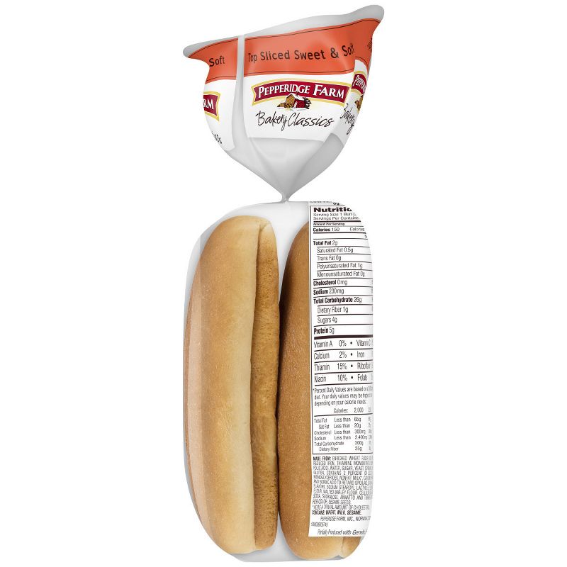 Pepperidge Farm Bakery Classics Swet & Soft Top Sliced Hot Dog Buns