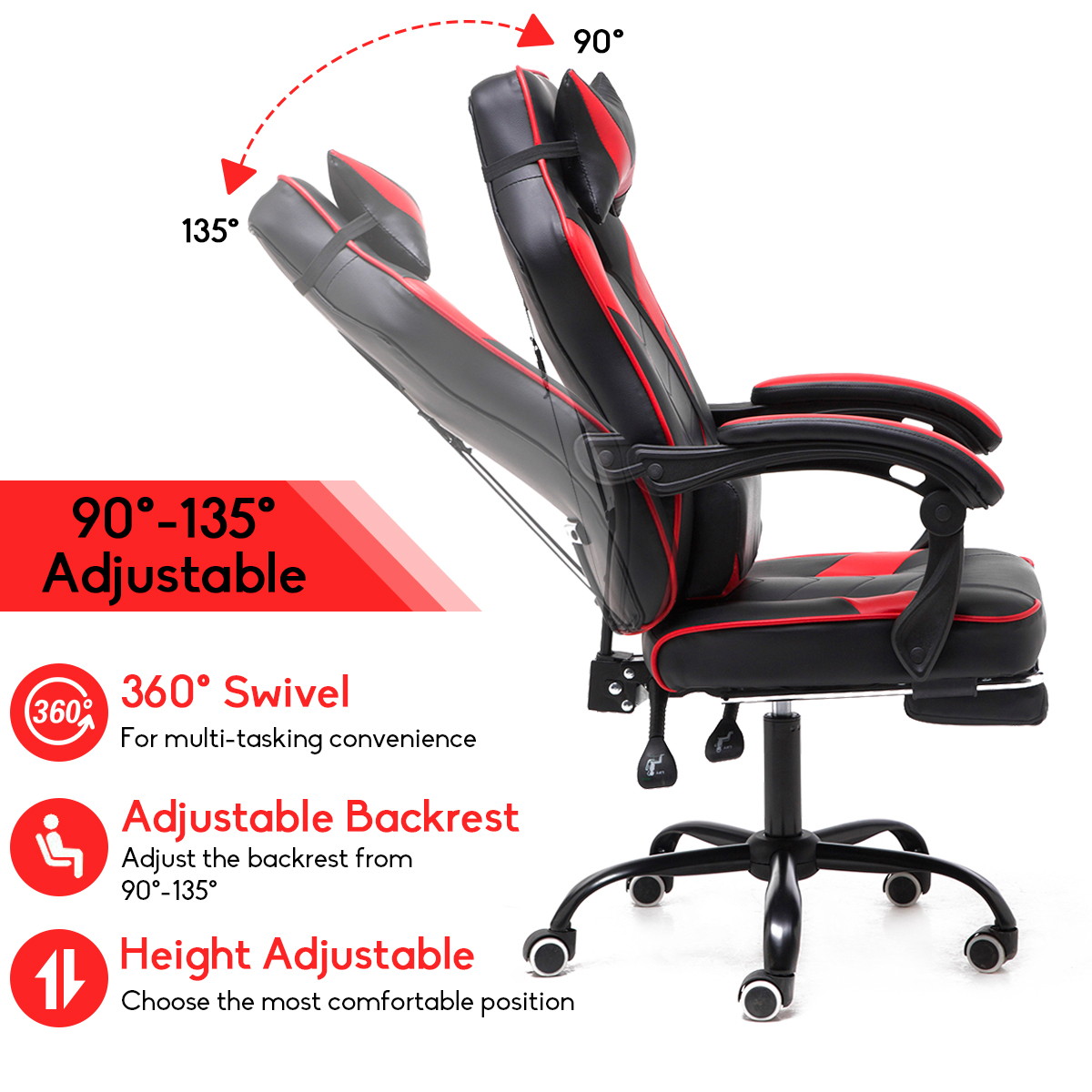 High Back Racing Gaming Chair Computer Desk Chair Adjustable Swivel Office Chair