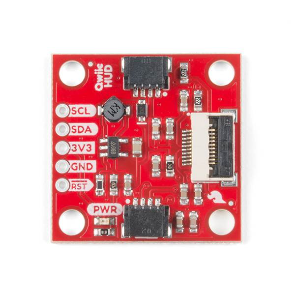 SparkFun Transparent OLED HUD Breakout Brilliant LCD Visible in Daylight Qwiic I2C protocol No Soldering Required or Breadboard-able Area-colored segmented display 3.3 Volt at 500mA Animate Icons