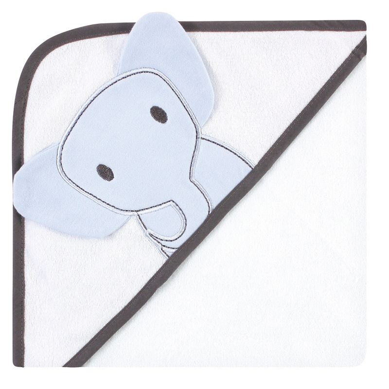 Hudson Baby Infant Boy Cotton Rich Hooded Towels, Blue Elephant, One Size