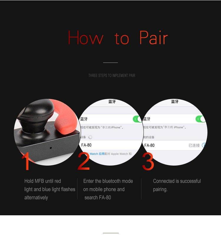 Fineblue FA-80 Bluetooth 4.1 Wireless Headphones Sweatproof IPX-5 Water-resistant Sports Smart Noise Reduction Earbuds Headset with Apt-x/mic - Red