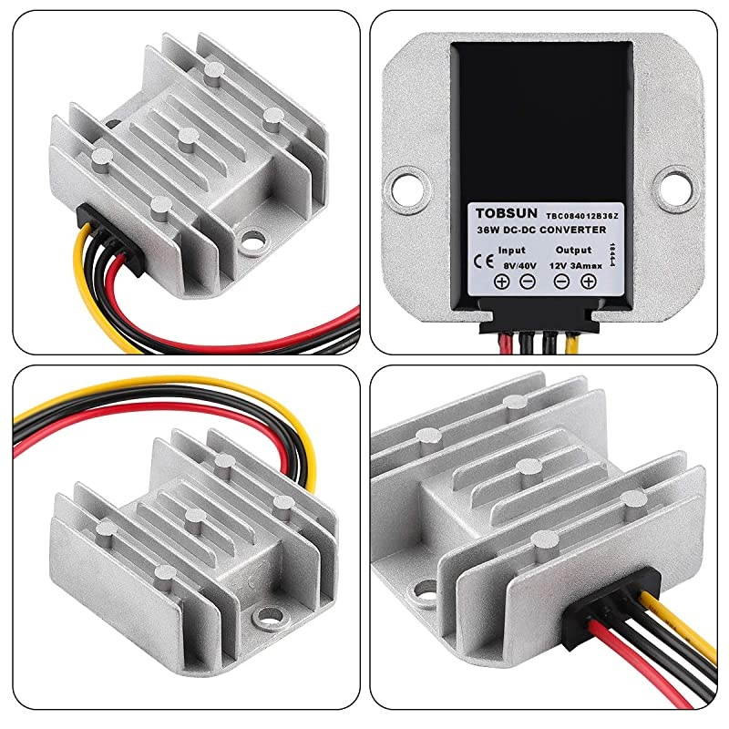 Voltage Reducer Converter 8V40V to 12V 3A 36W Automatic Step Down Up Voltage Regulator Power Converter Waterproof Module Transformer for Golf Cart Club Car
