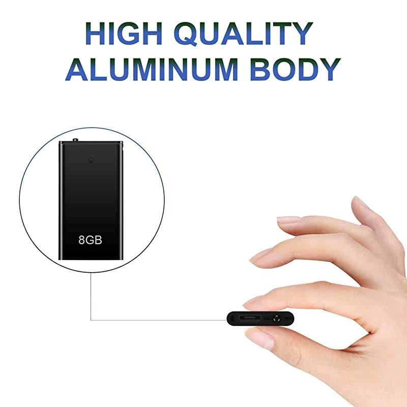 Recorder, Mini Activated Recorder, 8GB Memory Audio Recorders, Recording Device w/USB Rechargeable and MP3 Functions, Ideal for Lectures, Meetings, Interviews, Up to 96 Hours