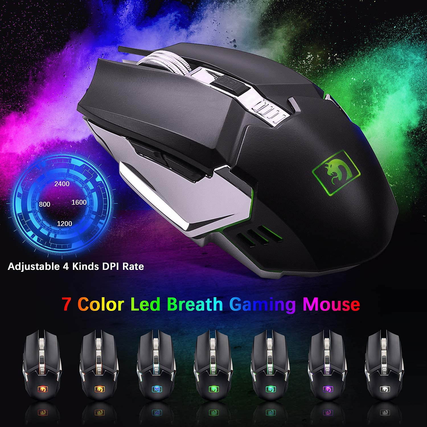Wireless Gaming Keyboard and Mouse,Rechargeable16 Kinds RGB LED Backlit  Keyboard Mouse with 4800mAh Battery Metal Panel,Mechanical Feel and Gaming Mute Mouse for Computer Gamers