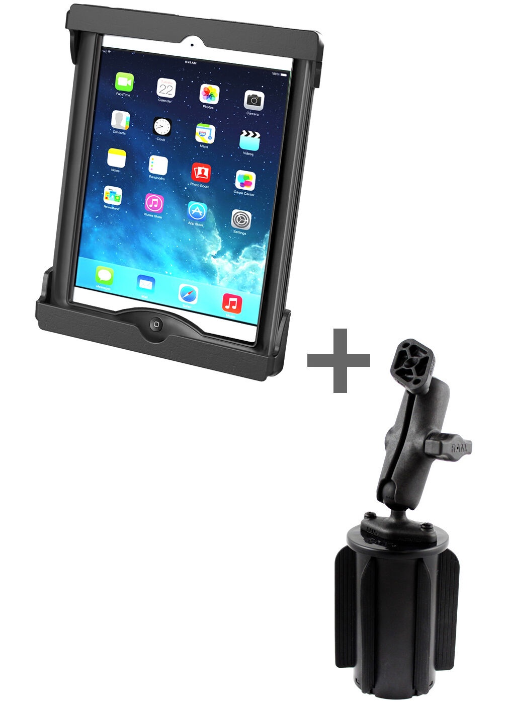 RAM Cupholder Mount for Galaxy Tab S2 9.7, Tab A 9.7, Tab 10.1, Tab3 10.1 w/Case