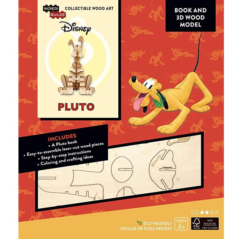 Incredibuilds Disney Pluto Book & Wood Model Figure Kit