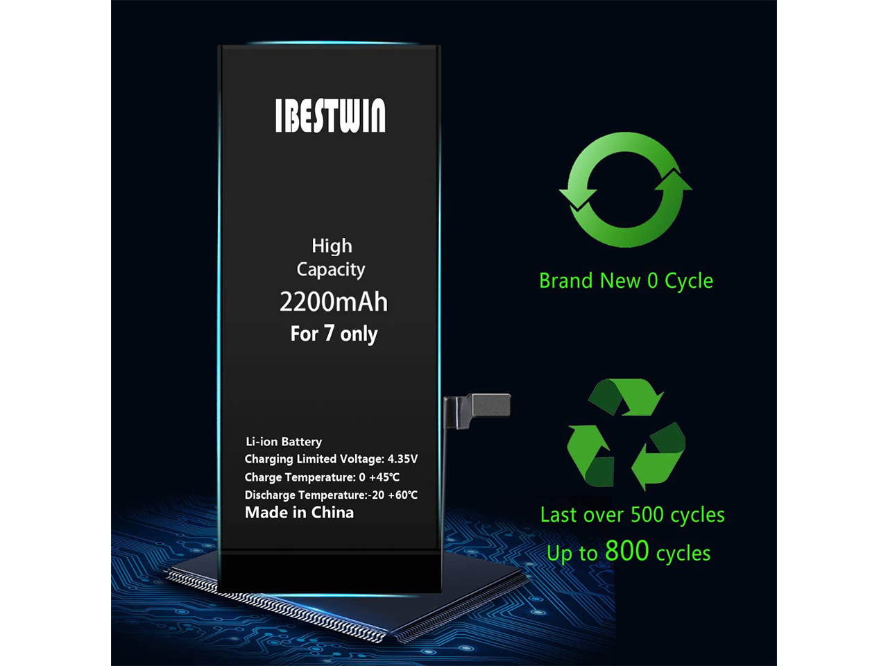 Battery for iPhone 7 IBESTWIN High Capacity 2200mAh Replacement Battery for IP 7 with Full Remove Tool Kit Adhesive and Instruction-3 Years Warranty