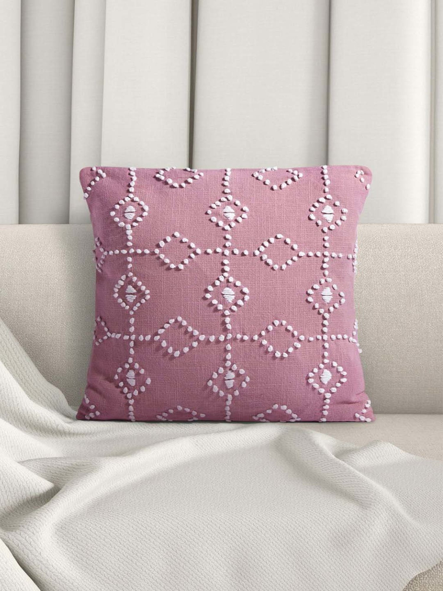 Living Scapes by Pantaloons Purple Cotton Cushion Cover