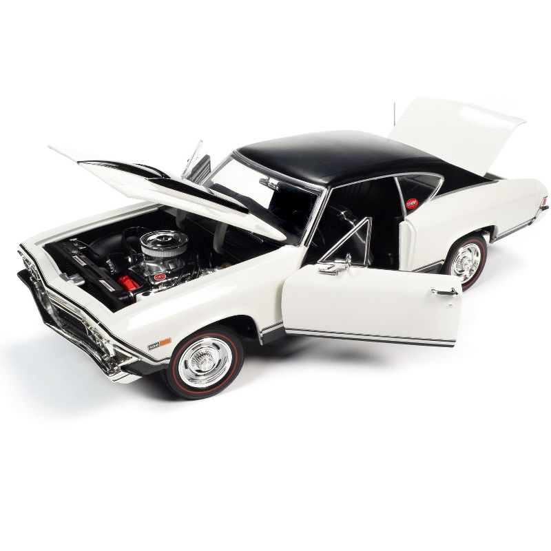 1968 Chevrolet Nickey Chevelle SS Hardtop Ermine White with Black Top 1/18 Diecast Model Car by Autoworld