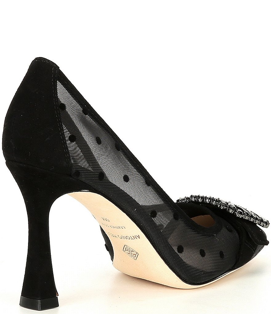 Antonio Melani Siendra Two Dot Mesh Fabric Rhinestone Ornament Detail Pumps
