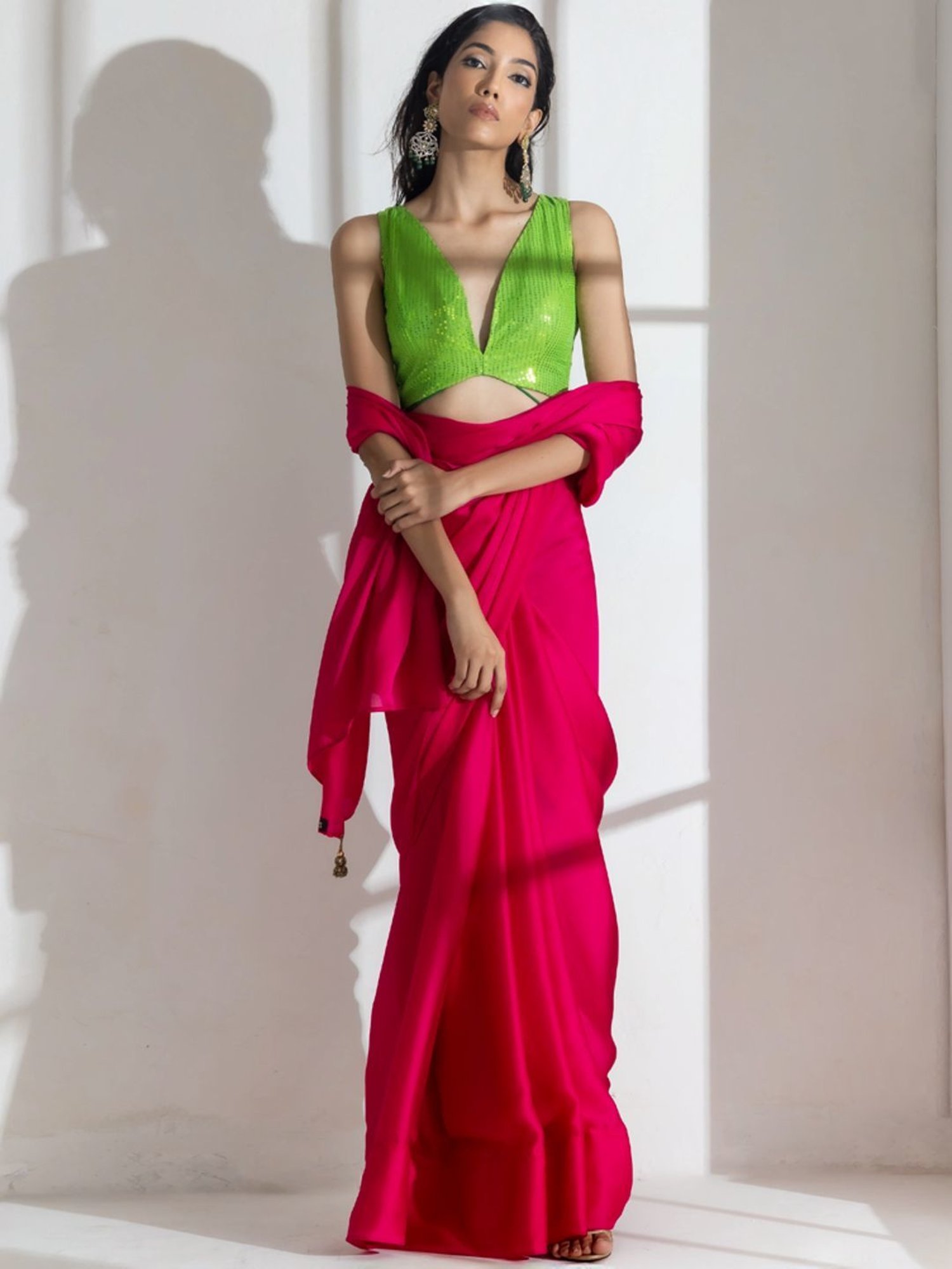 Unnati Silks Red Silk Printed Saree With Unstitched Blouse