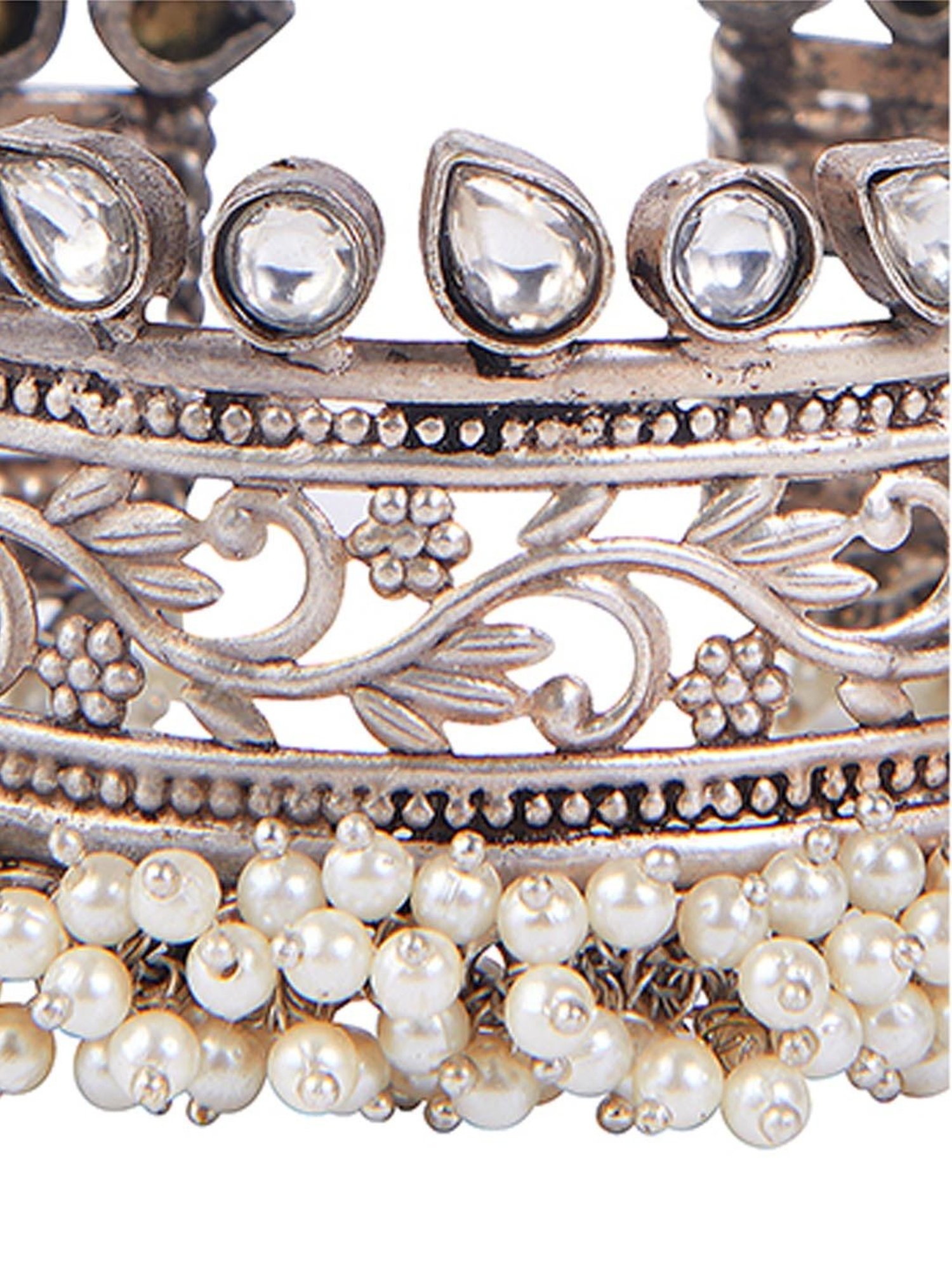 Curio Cottage Aria Oxidised Pearl Embellished Cuffs