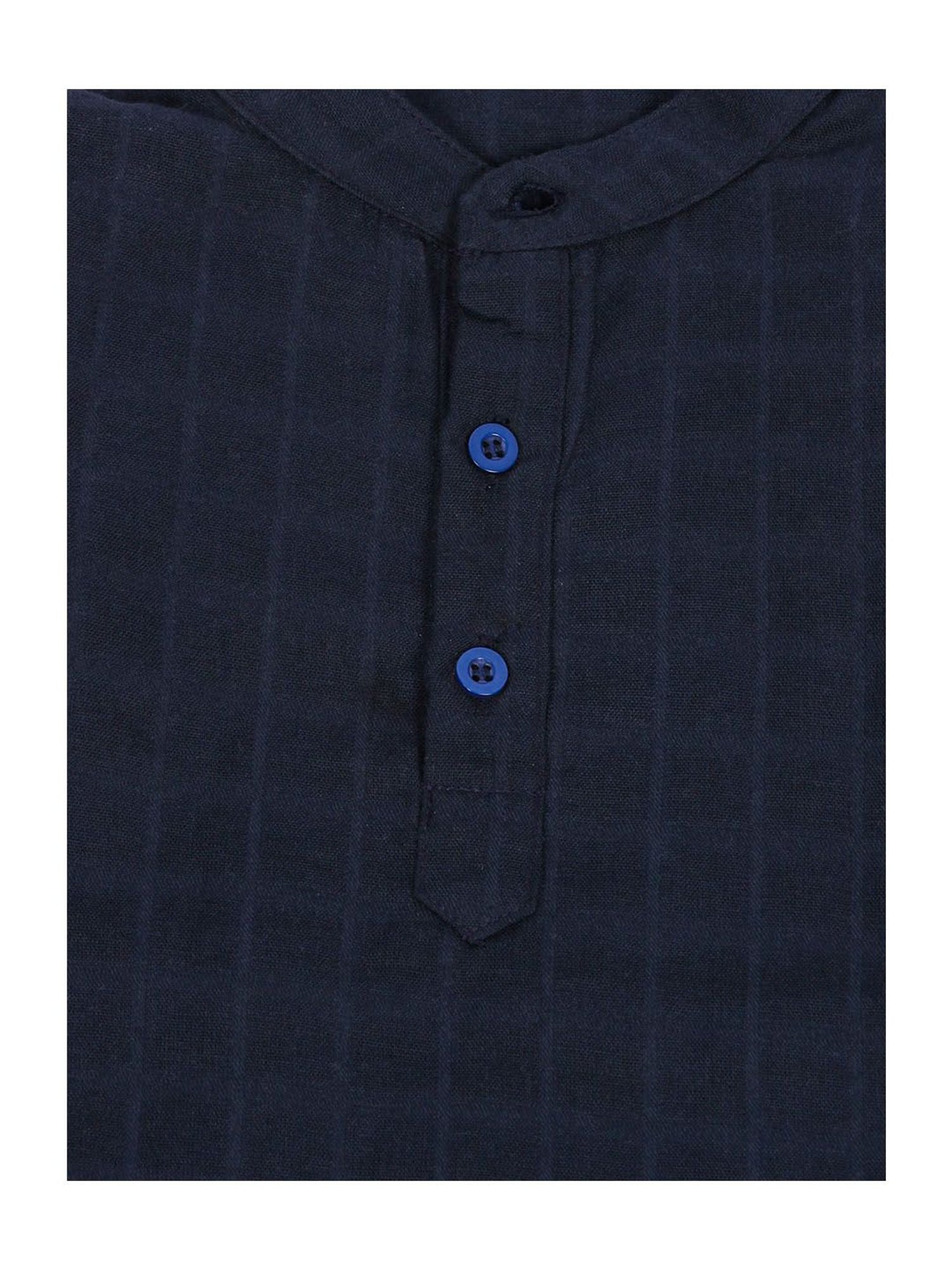 Nino Bambino Kids Navy & White Checks Kurta with Pyjama