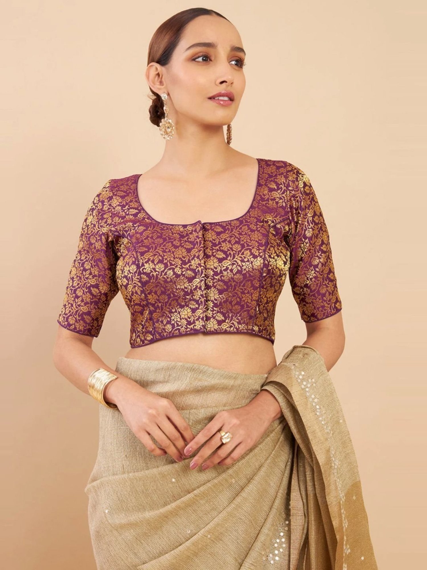 Soch Purple Woven Pattern Readymade Blouse