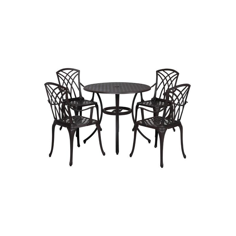 5pc Outdoor Cast Aluminum Bistro Set Black - Nuu Garden