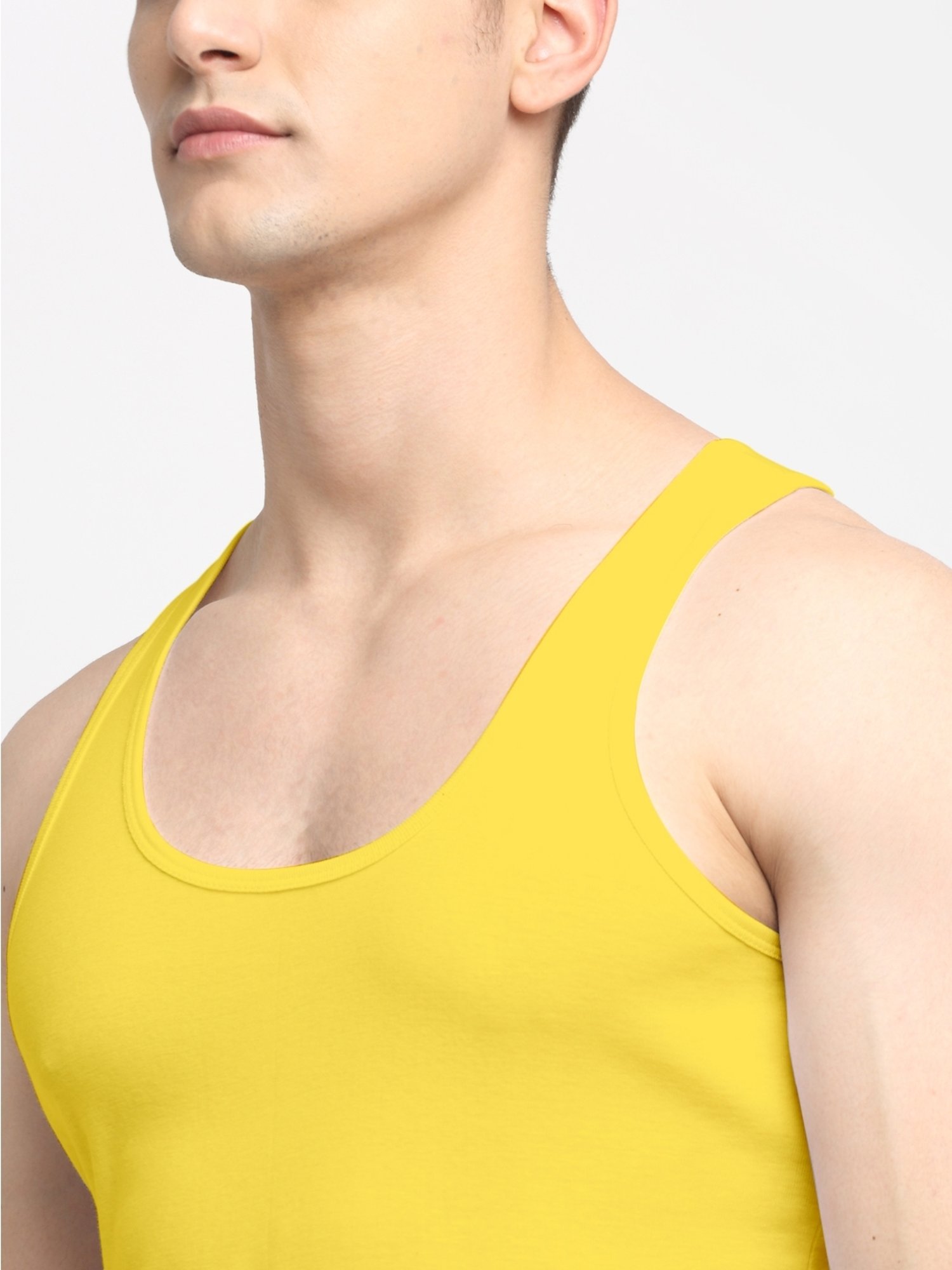 Friskers Yellow Cotton Slim Fit Vest
