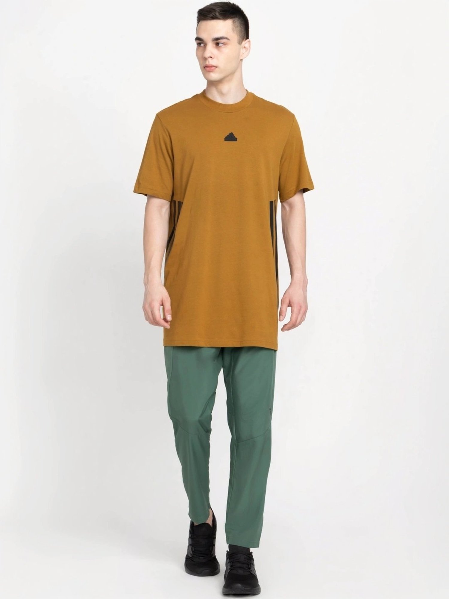 Adidas Brown Cotton Regular Fit T-Shirt