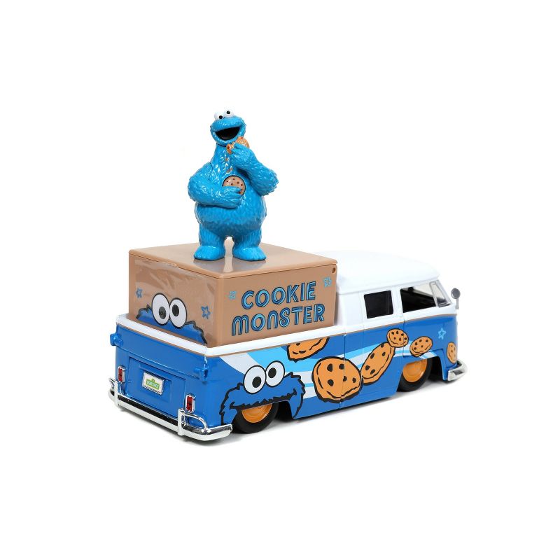 Jada Toys Hollywood Rides 1963 VW Bus Pickup Cookie Monster Die-Cast Vehicle 1:24 Scale
