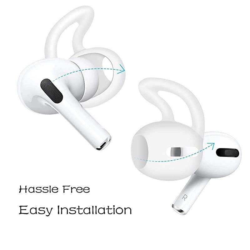 Ear Hooks for Airpods Pro,  Earphone Cover Compatible with Apple AirPods Pro - 3 Pairs White+1 Pair Black (for Airpods Pro Only)