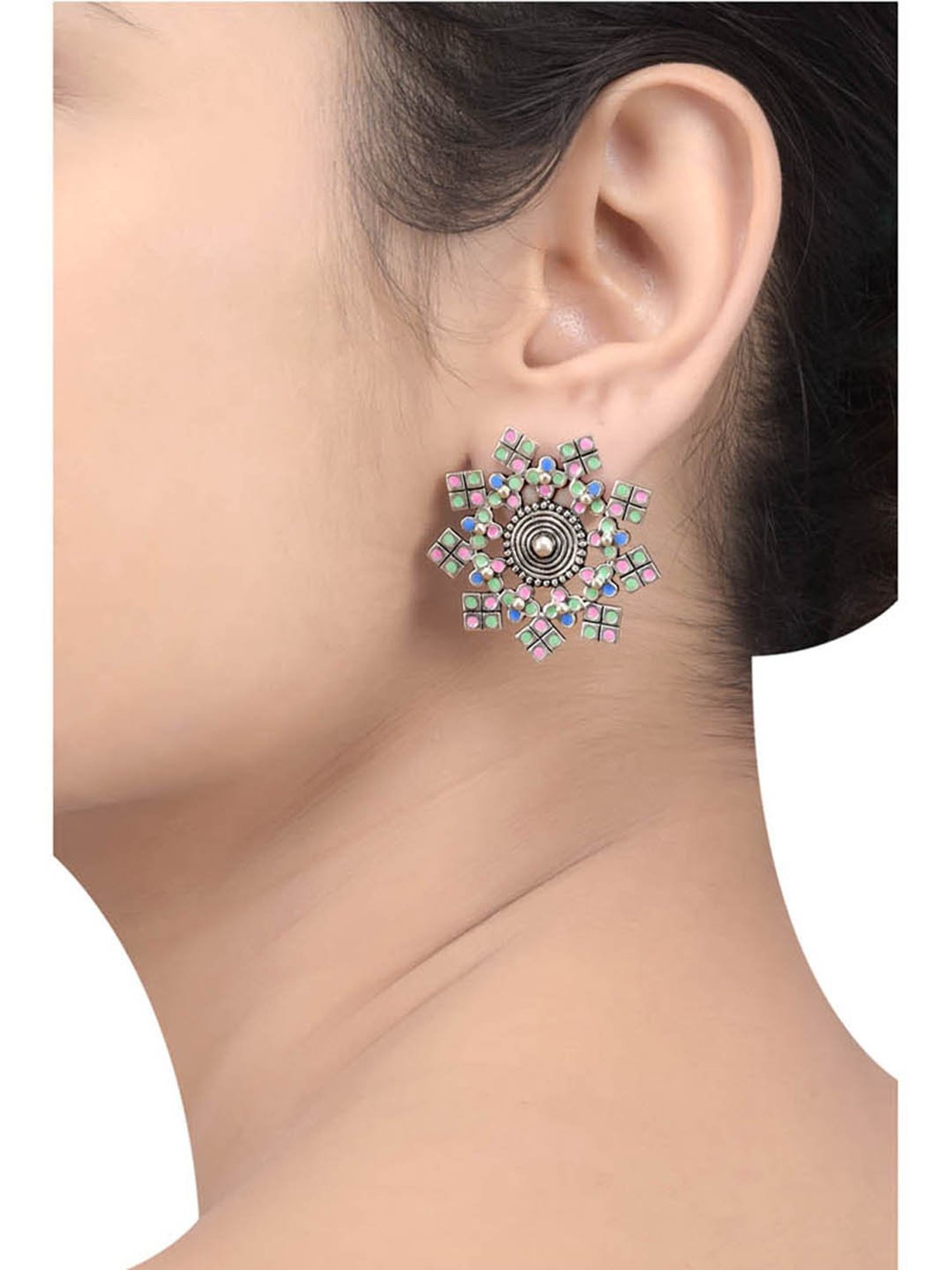 Tribe Amrapali Multi Coin Charm Chandrika Stud Earrings