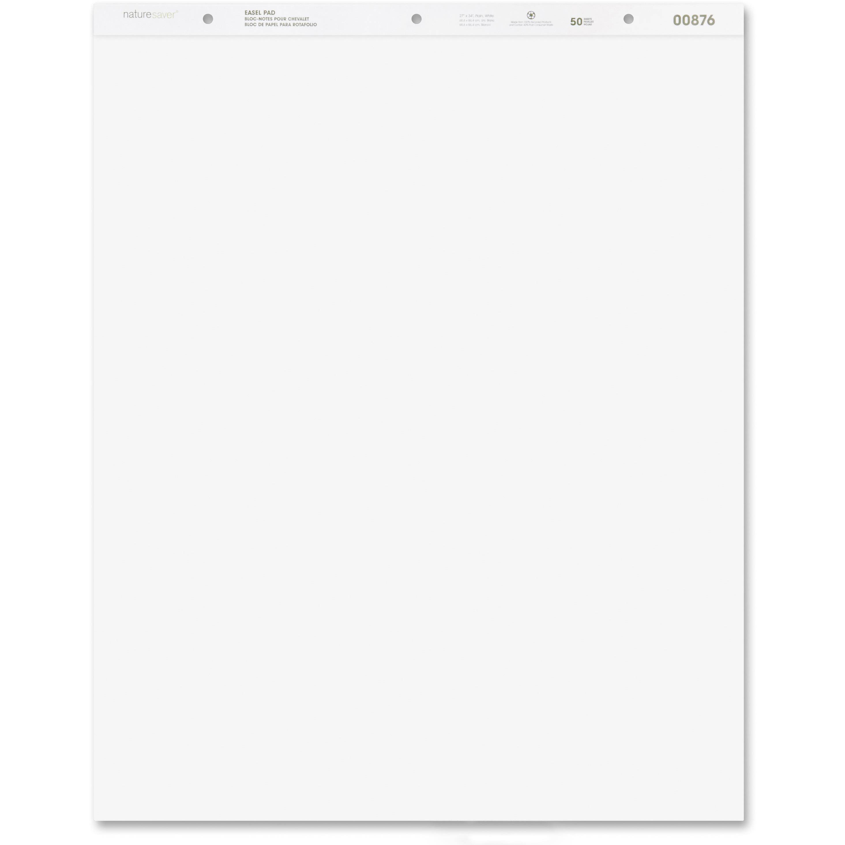 Easel Pad Plain Ruled 50 Sheets 27"x34" 2/CT White