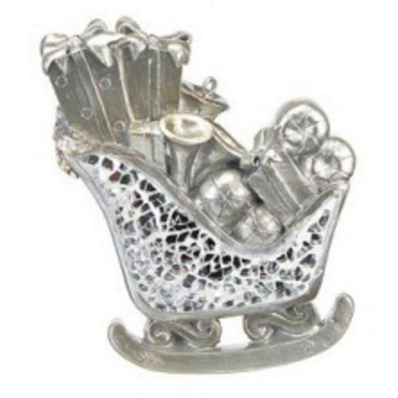 Melrose 4" Mosaic Sled Christmas Ornament - Silver