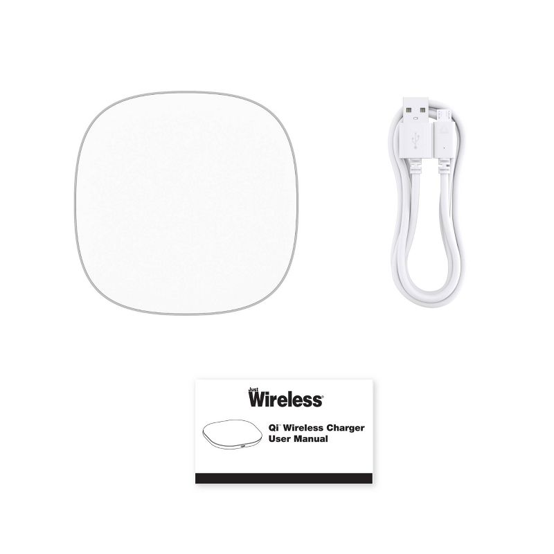 Just Wireless 5W Qi Wireless Charging Pad with 4ft TPU Charging Cable - White