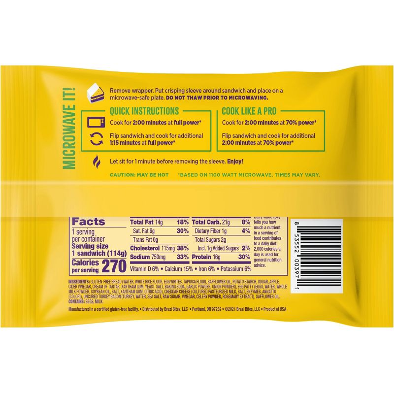 Brazi Bites Frozen Breakfast Sandwich Turkey Bacon Egg & Cheese - 4oz