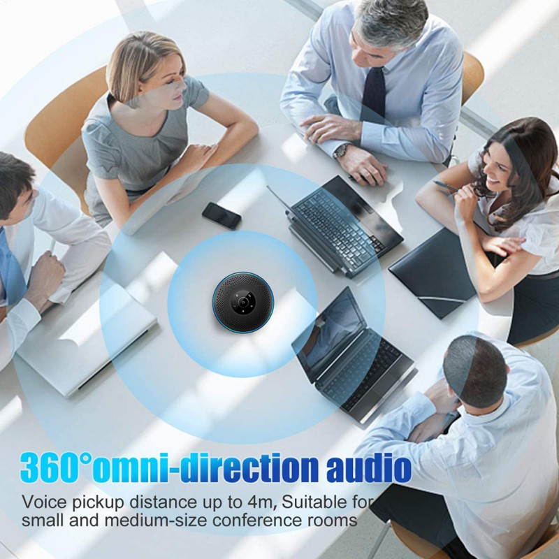 360&deg; Bluetooth Speakerphone, 4 Mics, Enhanced Voice Pickup, 24H Call Time, Bluetooth 5, USB 2.0, Zoom Certified Bluetooth Conference Speaker, Compatible with Leading Platforms For Home Office