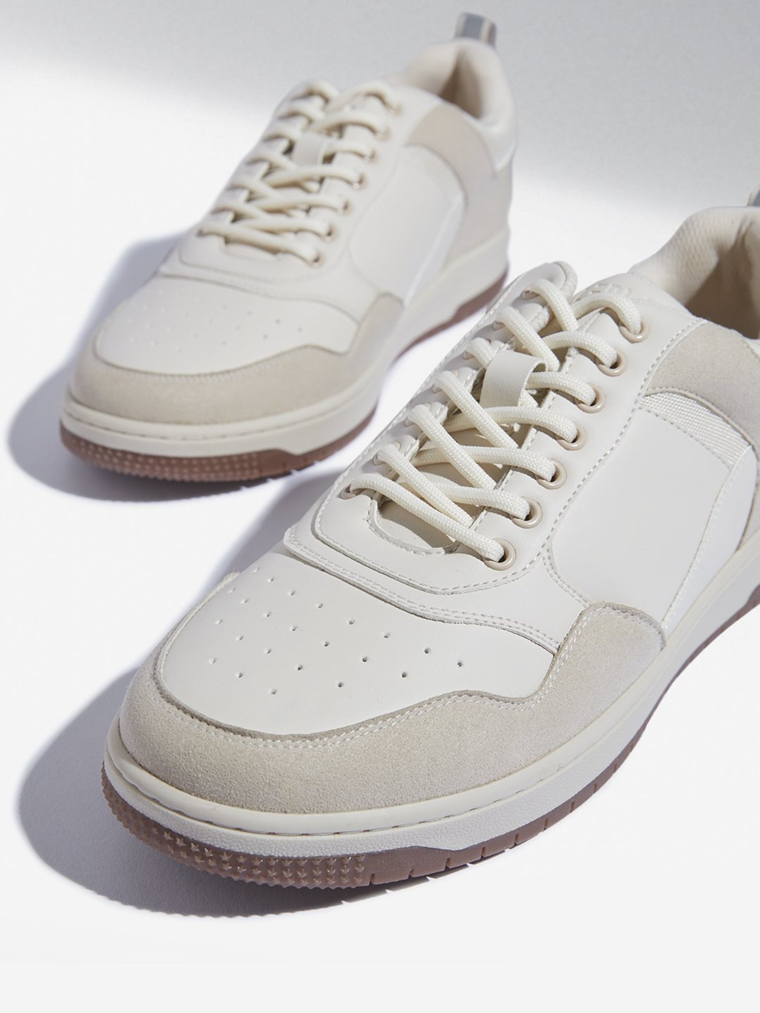 SOLEPLAY by Westside Beige Perforated Lace-Up Sneakers