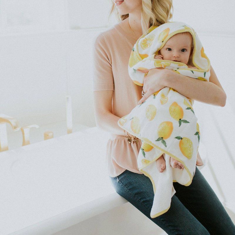 Little Unicorn Cotton Muslin and Terry Hooded Towel - Lemon