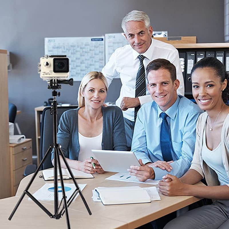 to 82 Inch Extendable Tripod with Mobile Phone Clip Mount Camera Tripod Compatible with Most Cell Phones DSLRs Digital Cameras and Action Cameras for Selfie and Live Video 82 in Silvery