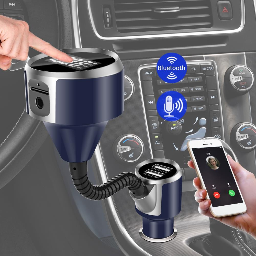 New Fashion BC18 Smart Car Charger Bluetooth Kit Support FM Transmitter TF Card USB Flash Disk Bluetooth Caller ID Broadcaster