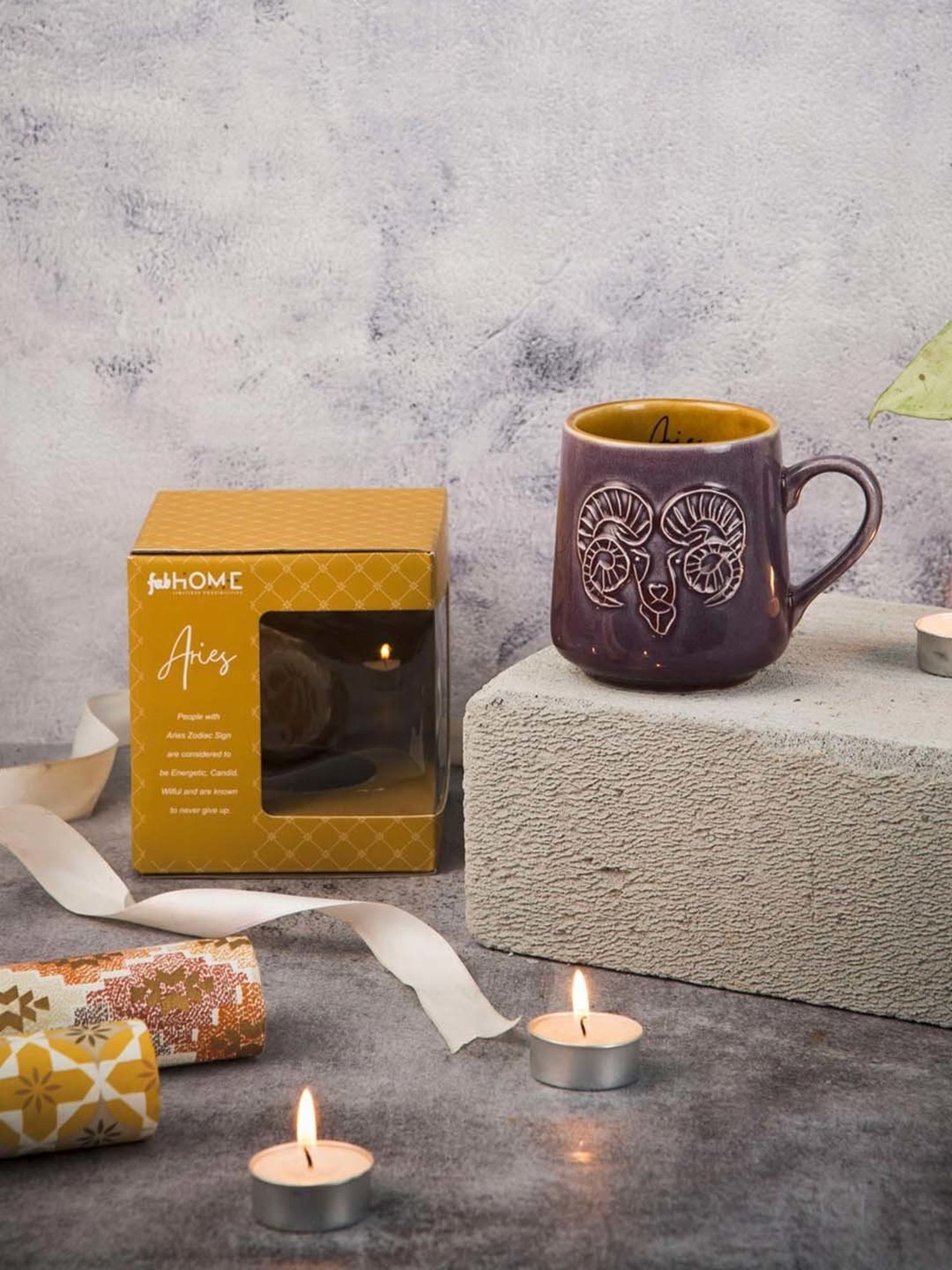 Fabindia Rashi Purple Ceramic Aries Coffee Mug (330 ML)