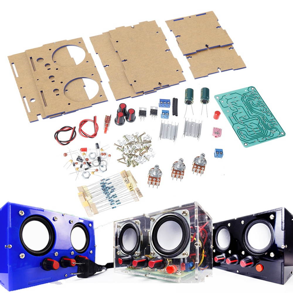 WangDaTao XMYD-001 220V 2x3W Small Power Amplifier Audio DIY Production Parts TDA2030A Active Audio DIY Electronic Kit-Transparent