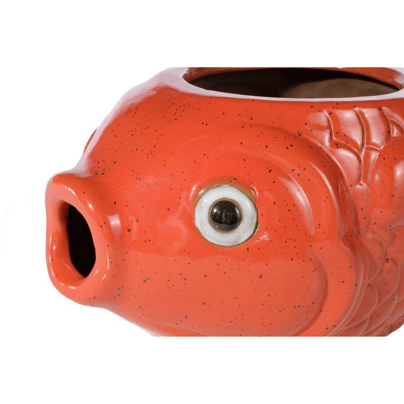 7.75" Handmade Glazed Ceramic Fish Statue Orange - Alfresco Home LLC