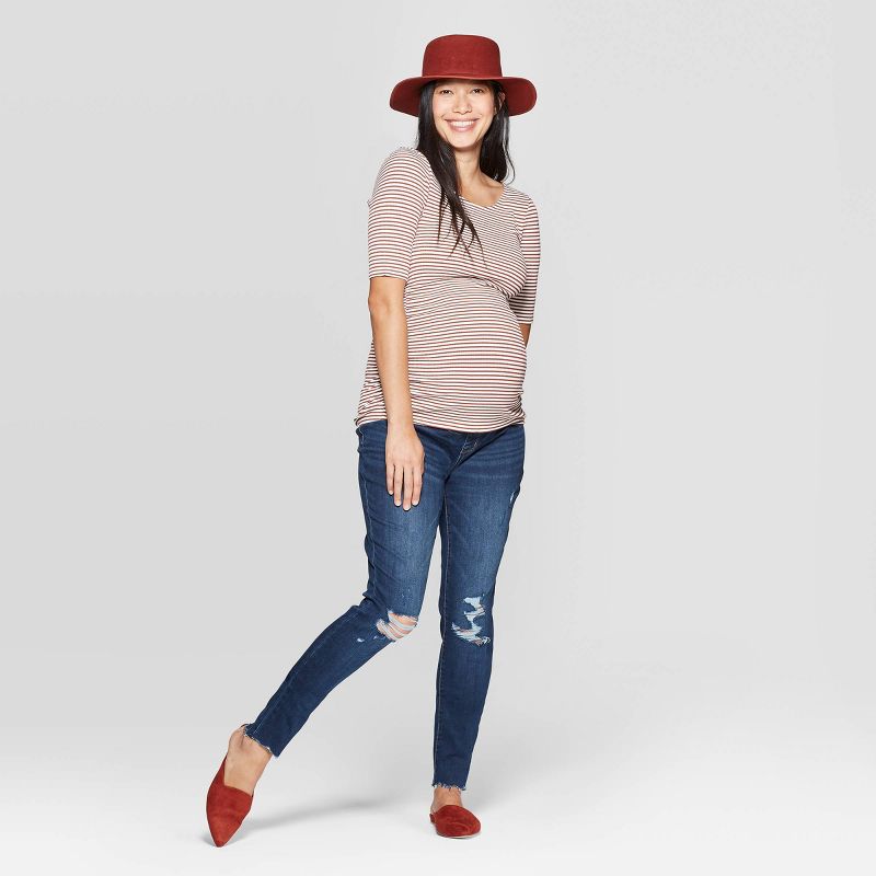 Maternity Distressed Jeggings - Isabel Maternity by Ingrid & Isabel™ Dark Blue 00