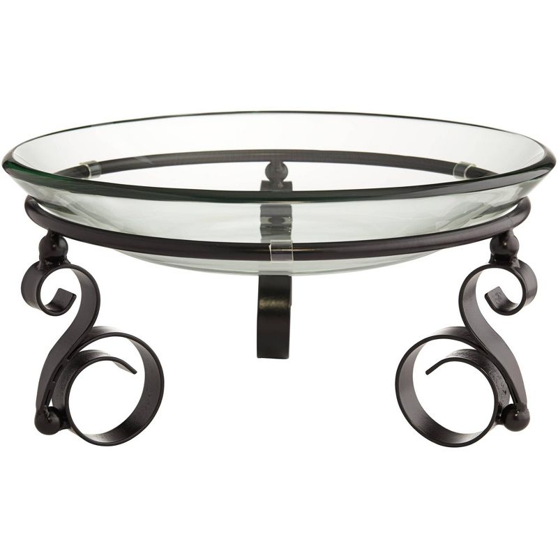 Dahlia Studios Spanish Scroll 15" Wide Metal and Glass Bowl