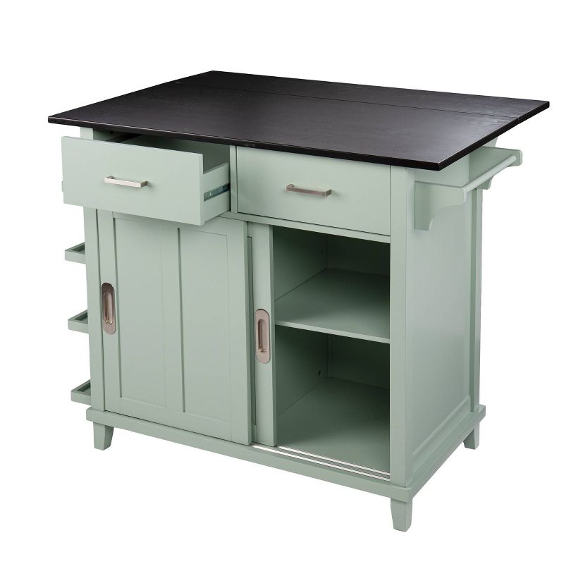 Thall Freestanding Kitchen Island Mint Green/Black - Aiden Lane