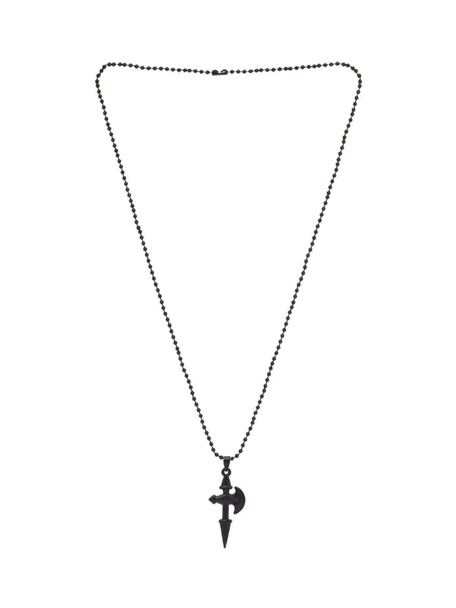 Bold By Priyaasi Men's Bold Elegance Black-Plated Axe Pendant Chain