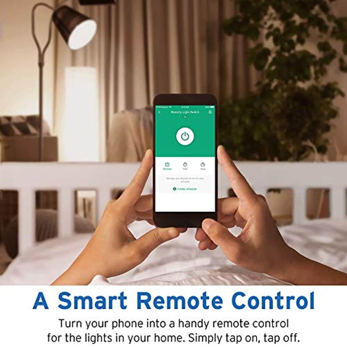 Smart Light Switch by Etekcity, WiFi Remote Control Switch with Timer, Works with Alexa, Google Home and IFTTT, Single Pole, Neutral Wire Required, No Hub Required, Easy Installation, ETL/FCC Listed